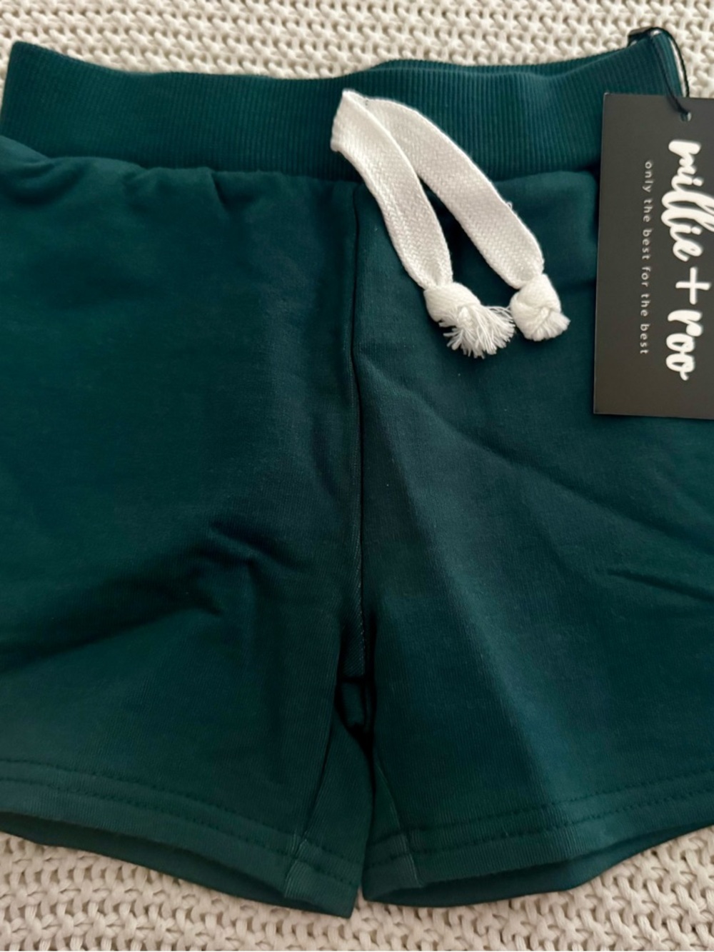 Willie + Roo Forest Green Kids Casual Shorts with Drawstring